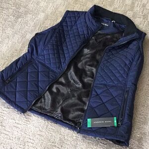 Andrew Marc navy quilted vest size XL